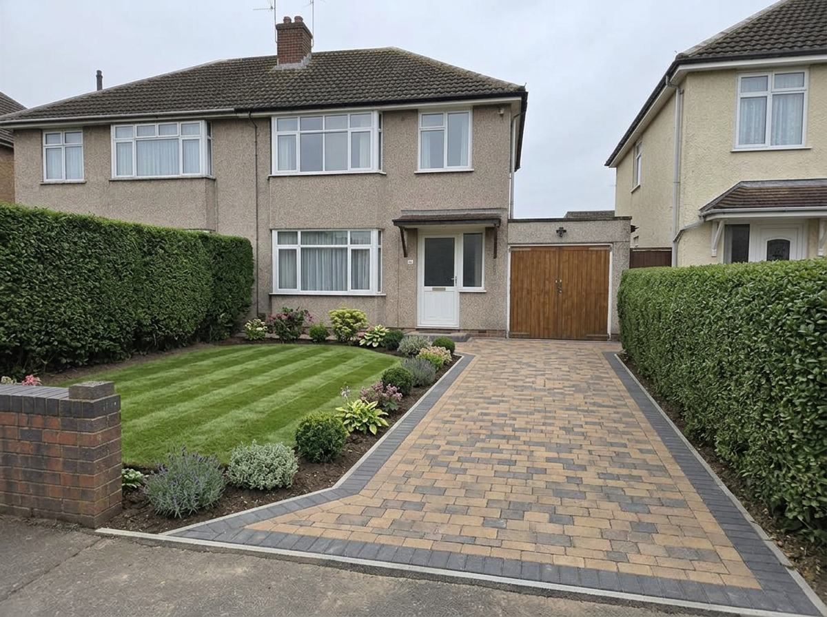 Block paving driveway — after